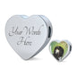 Black Saluki Dog Print Heart Charm Steel Bracelet