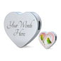 Budgerigar Parrot Print Heart Charm Steel Bracelet