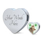 American Bobtail Print Heart Charm Steel Bracelet