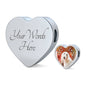 Afghan Hound Dog Print Heart Charm Steel Bracelet