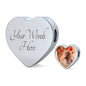 Cute Bordeaux Mastiff Print Heart Charm Steel Bracelet