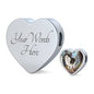 Munchkin cat Print Heart Charm Steel Bracelet