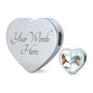 Lusitano Horse Print Heart Charm Steel Bracelet