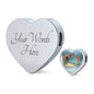 Goldfish Print Heart Charm Steel Bracelet