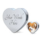 Akita Dog Print Heart Charm Steel Bracelet