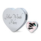 Horse Running Art Print Heart Charm Steel Bracelet