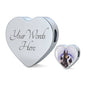 Doberman Pinscher Print Heart Charm Steel Bracelet
