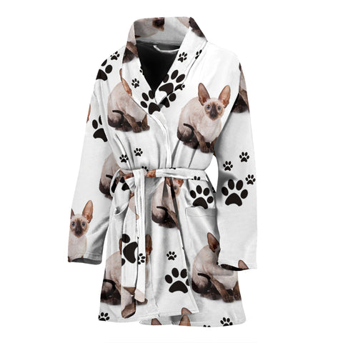 Cornish Rex Cat Print Women's Bath Robe