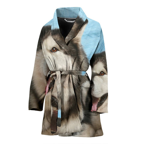 Alaskan Malamute Print Women's Bath Robe