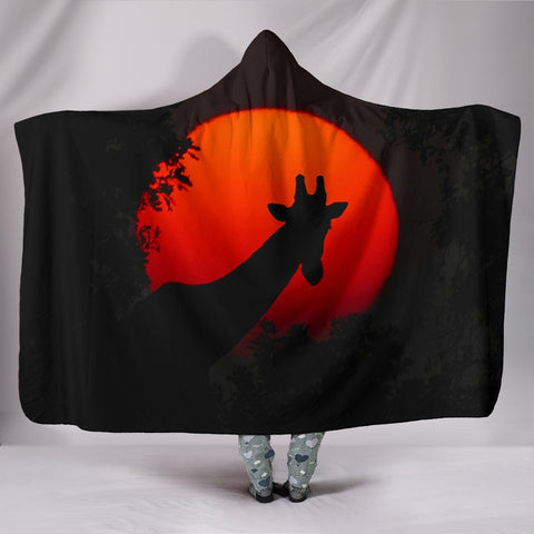 Giraffe Shadow Print Hooded Blanket
