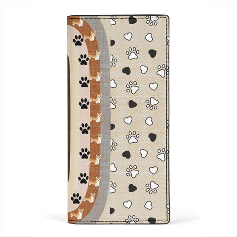 Pembroke Welsh Corgi With Paws Print Women's Leather Wallet