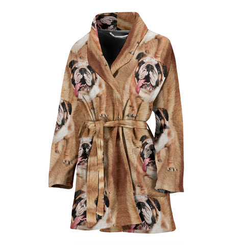 Amazing Bulldog Print Women's Bath Robe