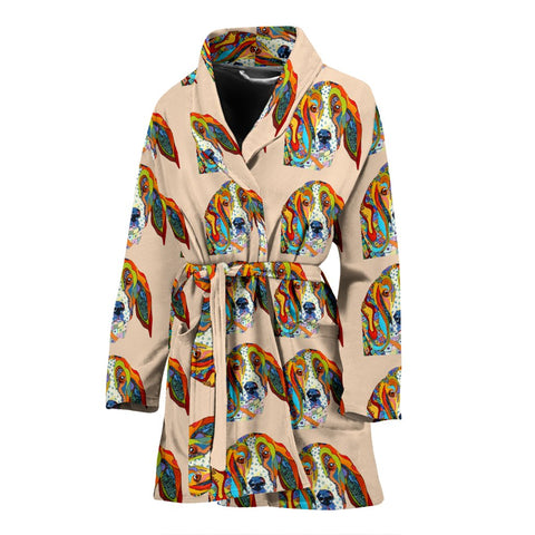 Basset Hound Dog Color Pattern Print Women's Bath Robe