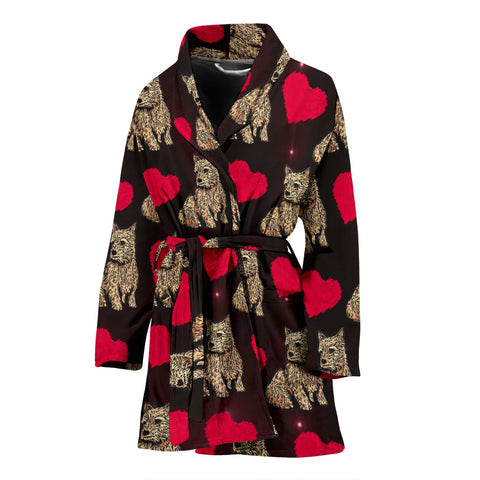 Norwich Terrier Patterns Print Women's Bath Robe