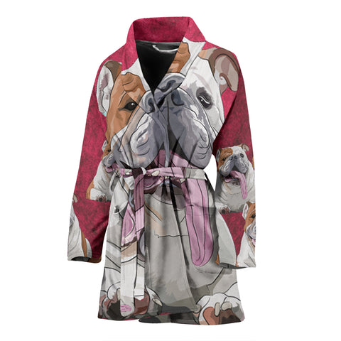 Amazing Bulldog Art Print Women's Bath Robe