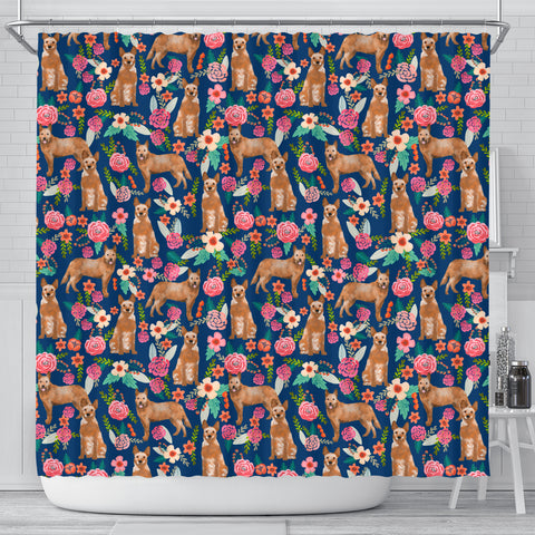Australian Cattle Dog Floral Print Shower Curtains