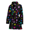 Colorful Paws Print Women's Bath Robe