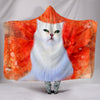 Lovely White Persian Cat Print Hooded Blanket
