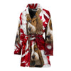 Basset Hound On Red Print Women's Bath Robe