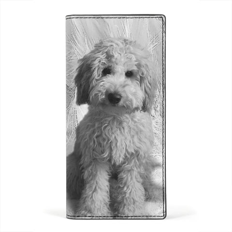 Labradoodle On White Print Women's Leather Wallet