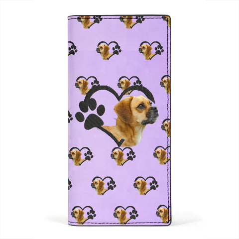Puggle Dog paws patterns Print Women's Leather Wallet