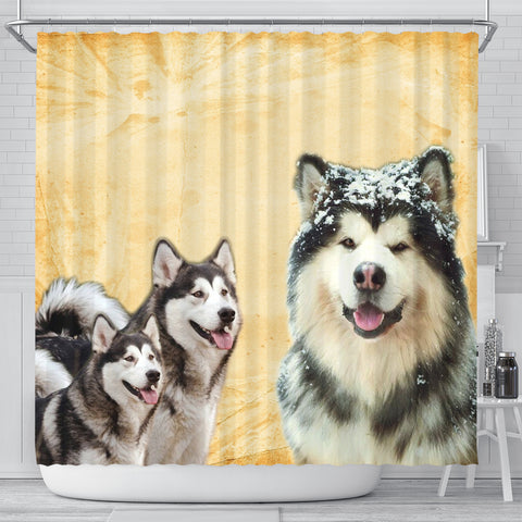 Alaskan Malamute Print Shower Curtains
