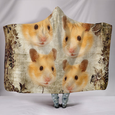 Lovely Golden Hamster Print Hooded Blanket
