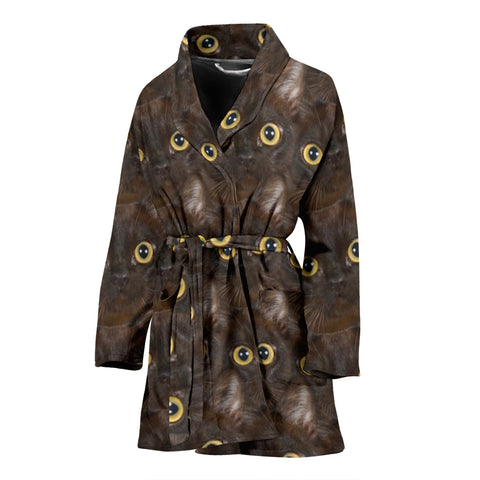 Burmese Cat Eyes Print Women's Bath Robe