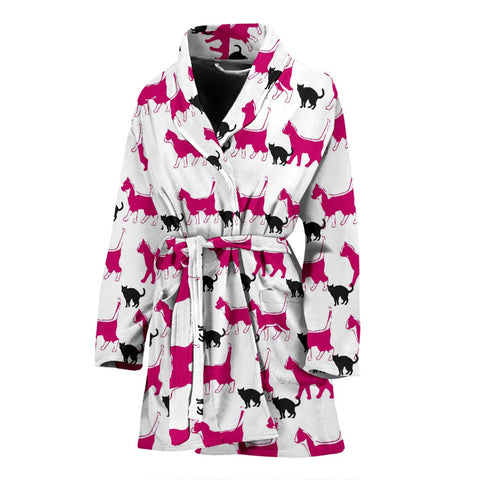 Amazing Walking Cats Print Women's Bath Robe