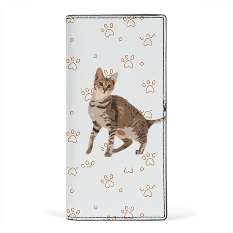 Savannah Cat Paws Print Women's Leather Wallet