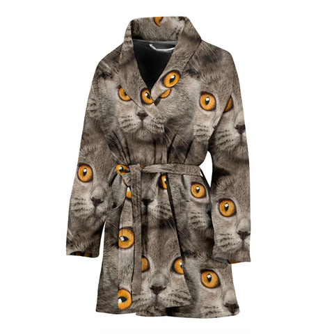 Scottish Fold Cat Print Women's Bath Robe
