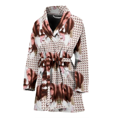 Brittany Dog Print Women's Bath Robe