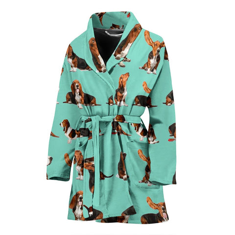 Amazing Basset Hound Dog Pattern Print Women's Bath Robe