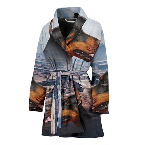 Dobermann Print Women's Bath Robe
