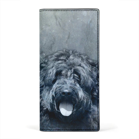 Bouvier des Flandres On Blue Print Women's Leather Wallet