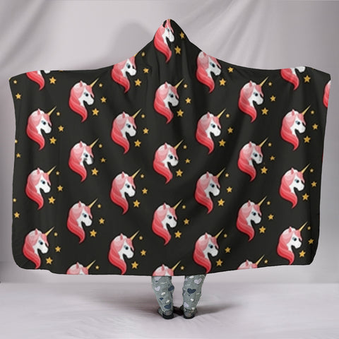 Unicorn with Star Print Hooded Blanket