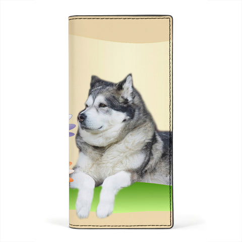 Cute Alaskan Malamute Dog Print Women's Leather Wallet