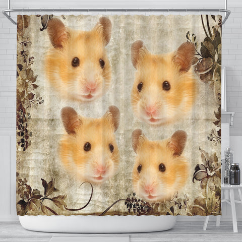 Lovely Golden Hamster Print Shower Curtains