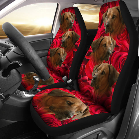 Rhodesian Ridgeback On Rose Print Car Seat Covers