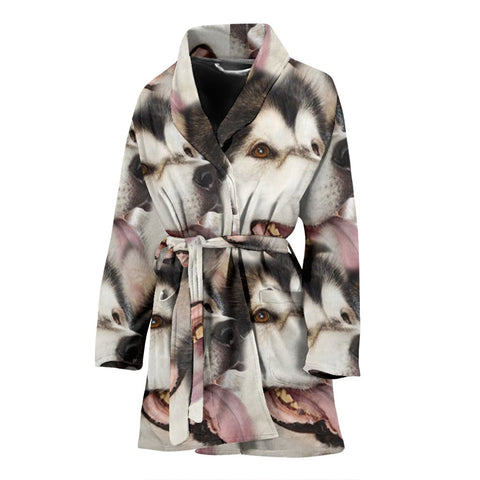 Alaskan Malamute Patterns Print Women's Bath Robe