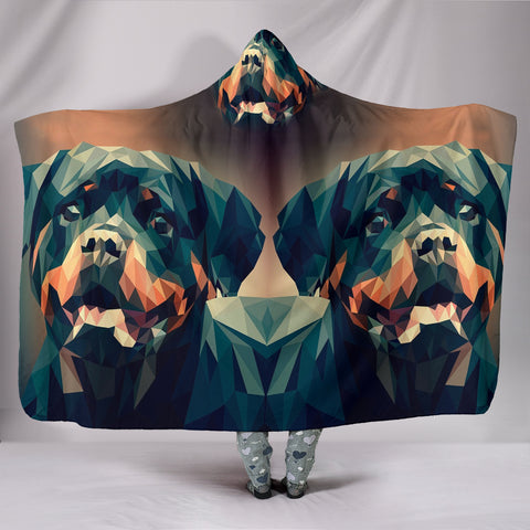 Rottweiler Dog Vector Art Print Hooded Blanket