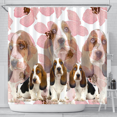 Basset Hound Print Shower Curtains