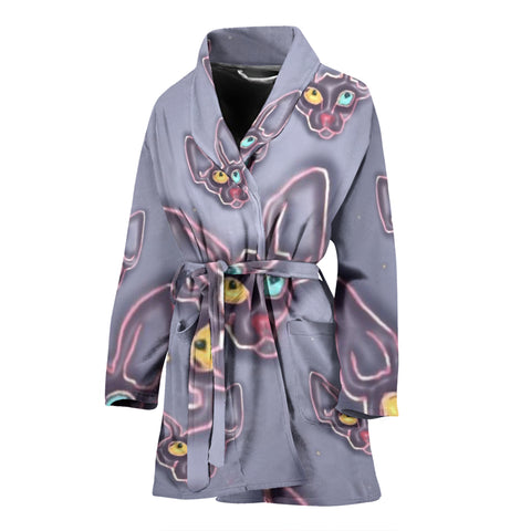 Amazing Devon Rex Cat Pattern Print Women's Bath Robe