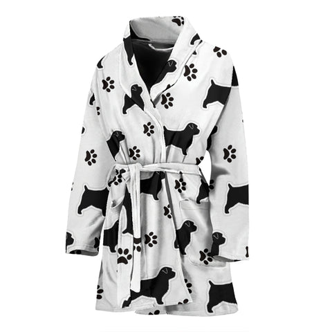 Norfolk Terrier With Paws Patterns Print Women's Bath Robe