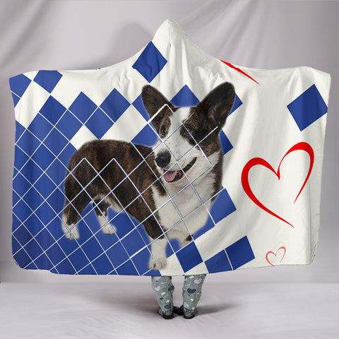 Cardigan Welsh Corgi Print Hooded Blanket
