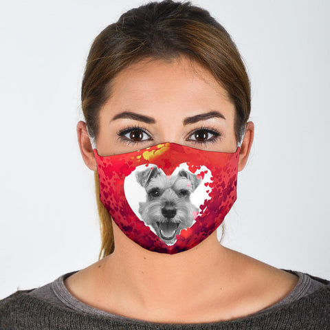 Schnauzer On Heart Print Face Mask