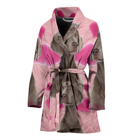 Lovely Weimaraner Print Women's Bath Robe