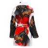 Dobermann On White Print Women's Bath Robe
