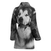 Alaskan Malamute Black And White Print Women's Bath Robe