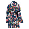 English Springer Spaniels Dog Floral Print Women's Bath Robe